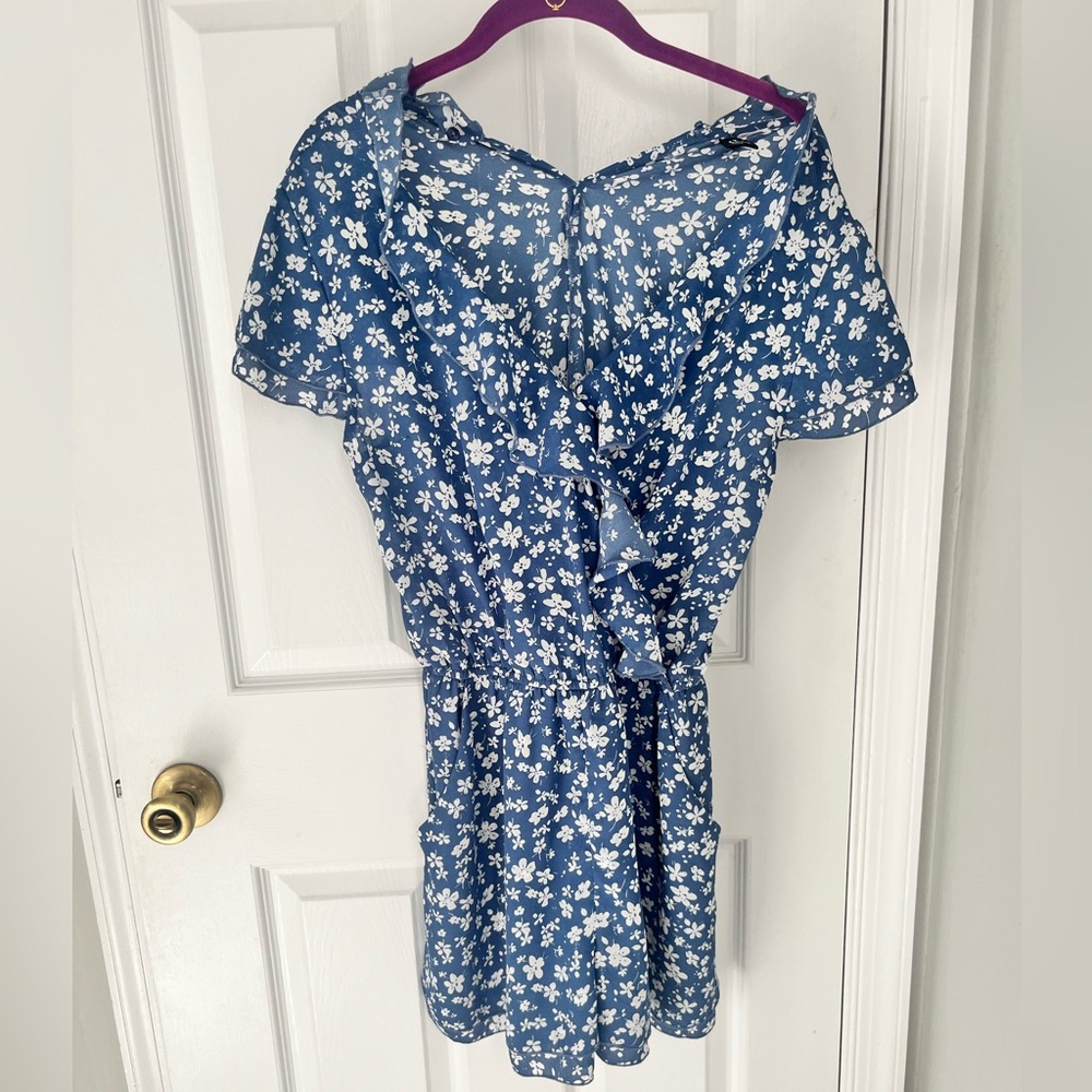 H&M - Blue Floral Romper, Size 8